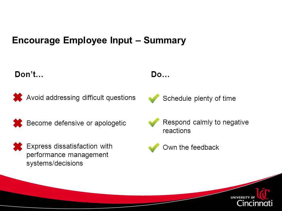 Encourage Employee Input – Summary