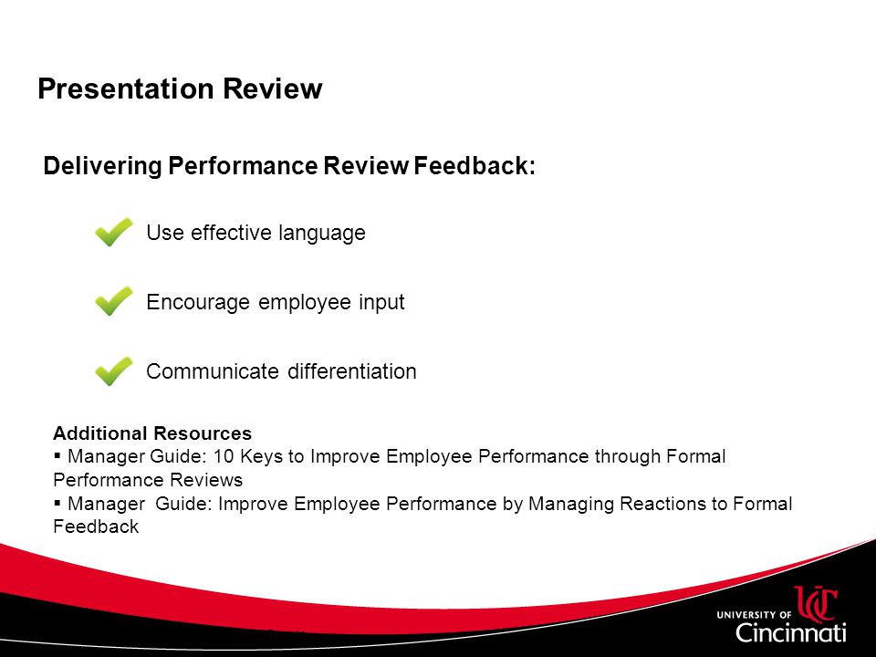 Presentation Review Delivering Performance Review Feedback: