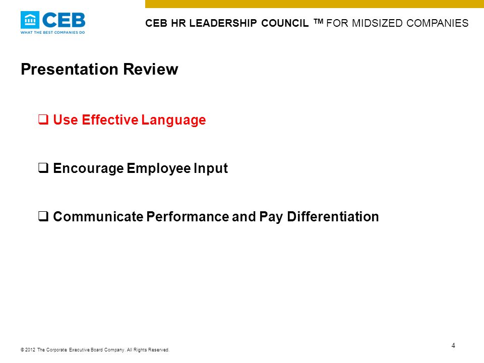 CEB HR Leadership Council TM For Midsized Companies