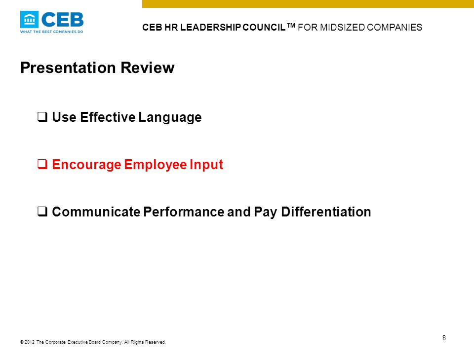 CEB HR Leadership Council TM For Midsized Companies