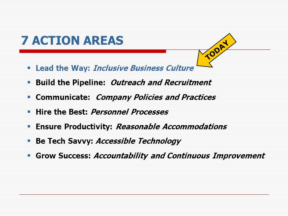 7 ACTION AREAS Lead the Way: Inclusive Business Culture