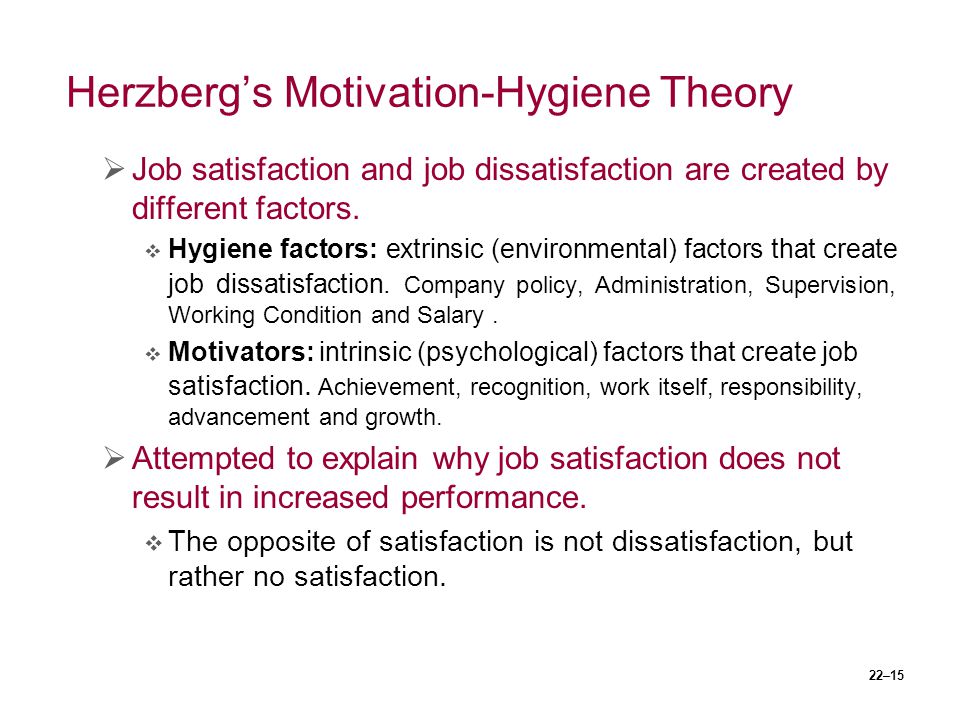 Herzberg’s Motivation-Hygiene Theory