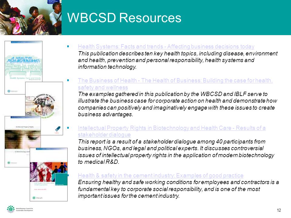 WBCSD Resources Health Systems: Facts and trends - Affecting business decisions today.