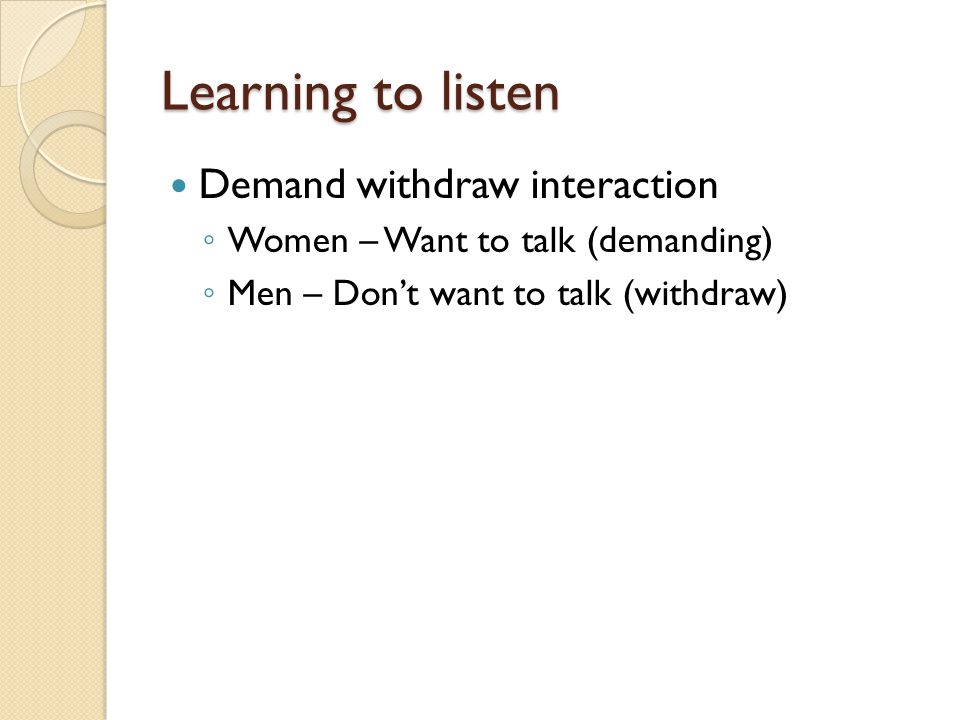 Learning to listen Demand withdraw interaction