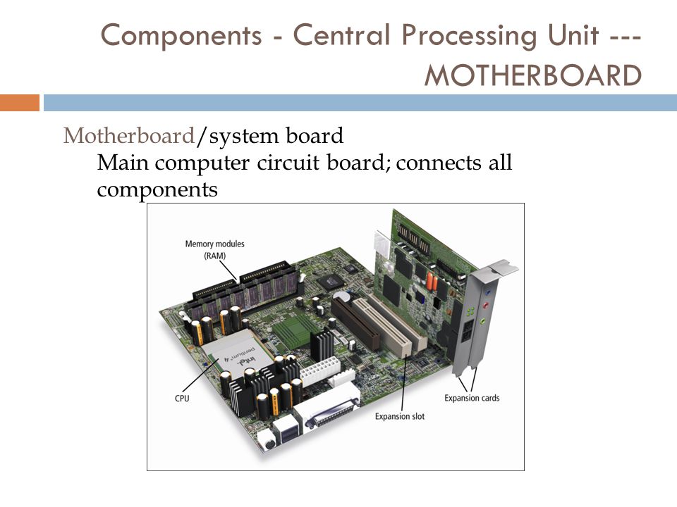 Components - Central Processing Unit --- MOTHERBOARD