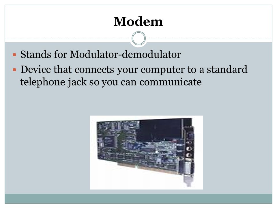 Modem Stands for Modulator-demodulator