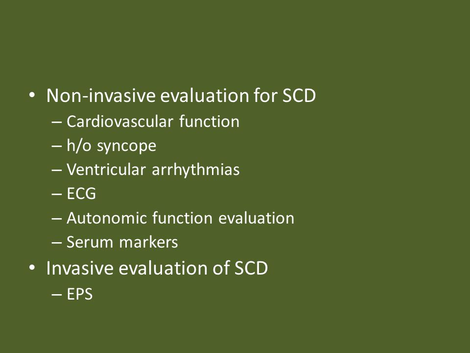 Non-invasive evaluation for SCD