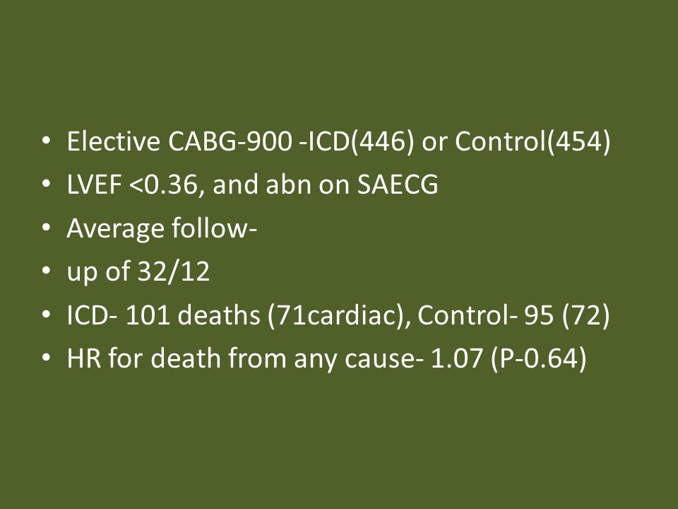 Elective CABG-900 -ICD(446) or Control(454)