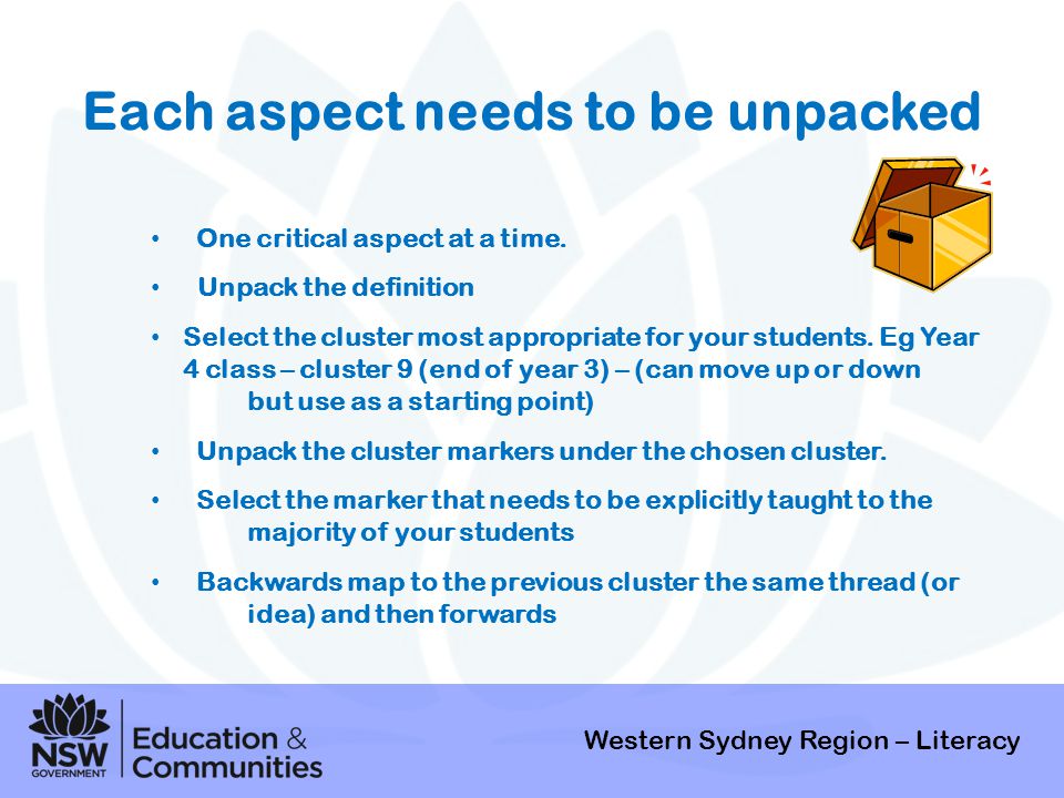 Each aspect needs to be unpacked