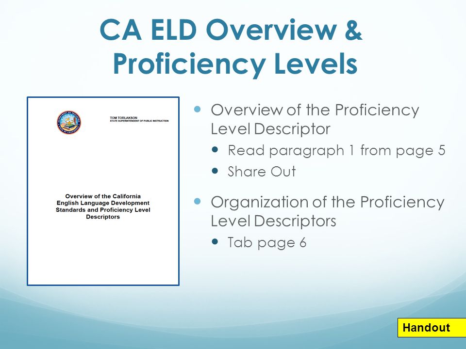 CA ELD Overview & Proficiency Levels