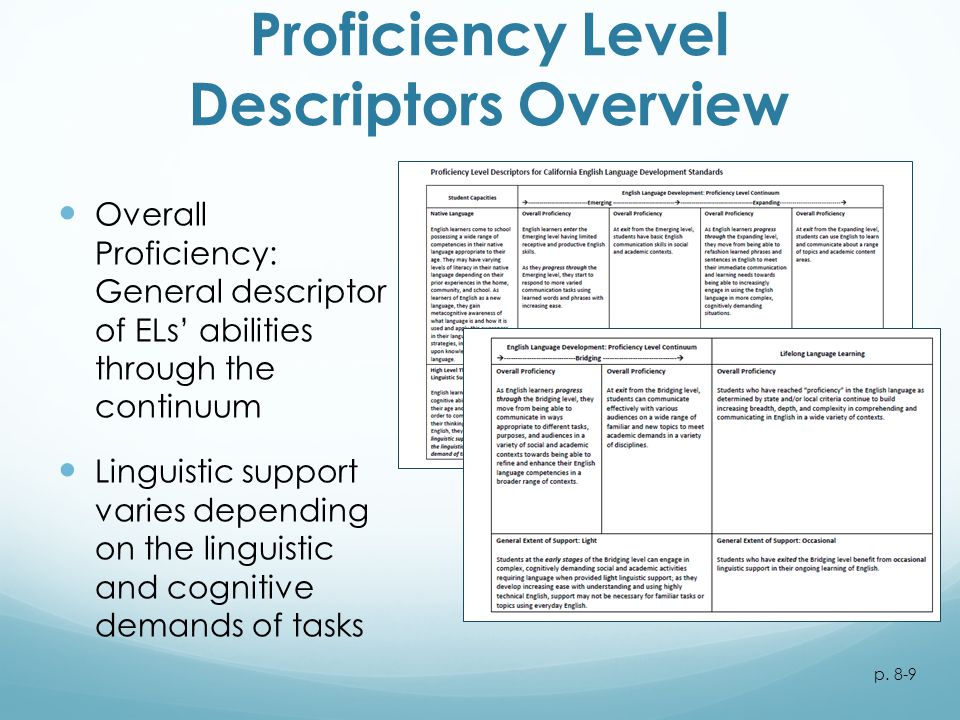 Proficiency Level Descriptors Overview