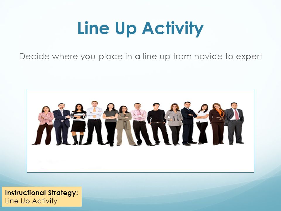 Decide where you place in a line up from novice to expert