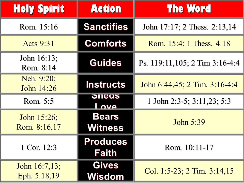 Holy Spirit Action The Word Sanctifies Comforts Guides Instructs