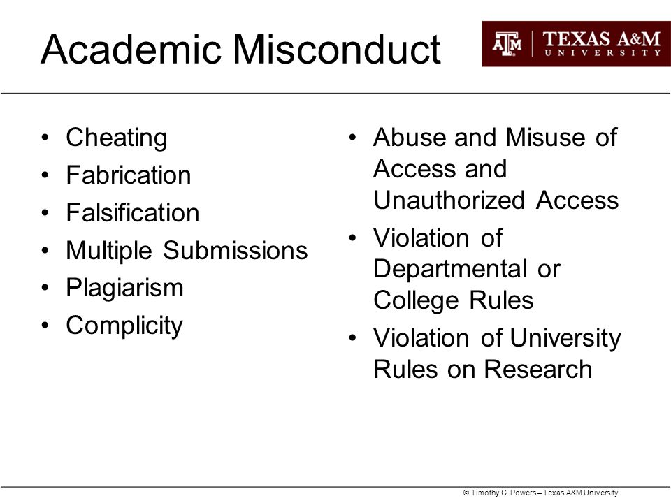 Academic Misconduct Cheating Fabrication Falsification