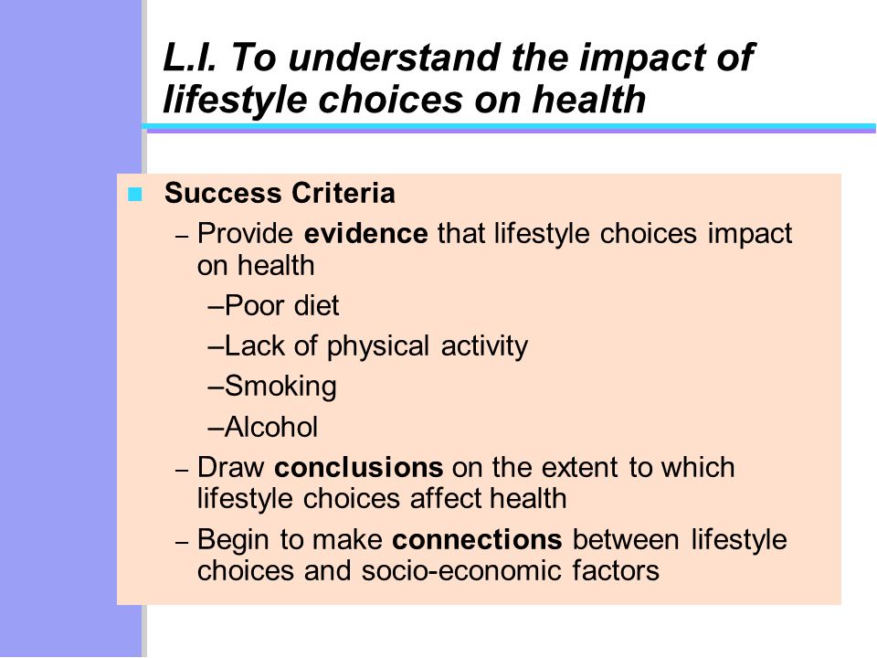 L.I. To understand the impact of lifestyle choices on health