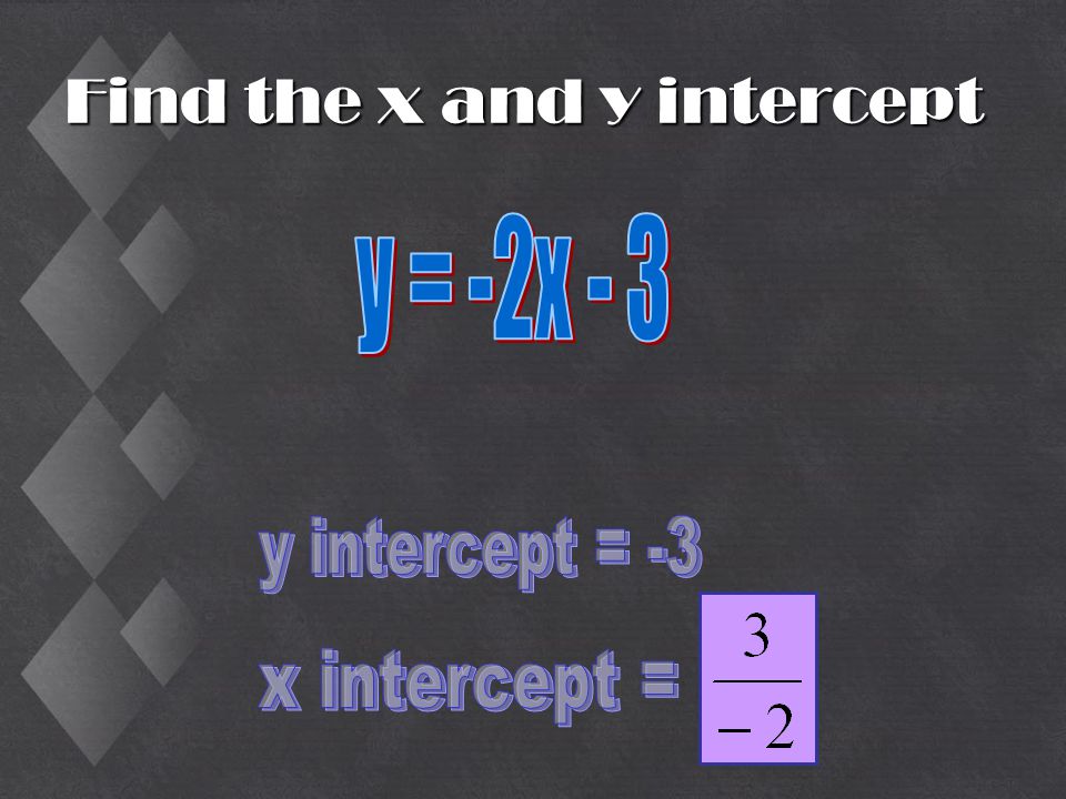 Find the x and y intercept
