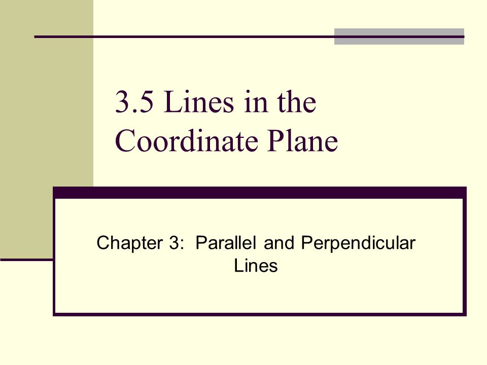 3.5 Lines in the Coordinate Plane