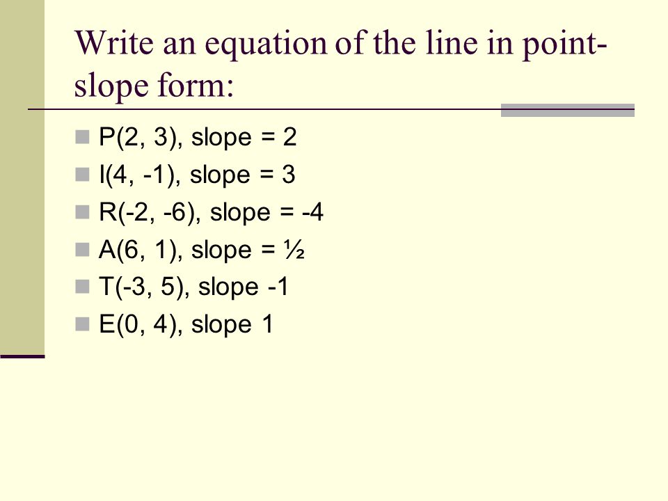 Write an equation of the line in point-slope form: