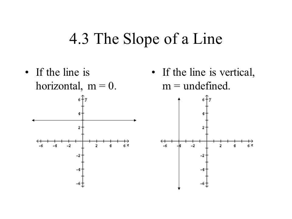 4.3 The Slope of a Line If the line is horizontal, m = 0.