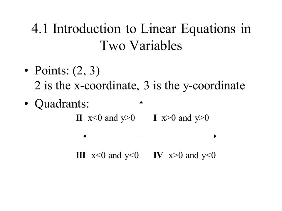 4.1 Introduction to Linear Equations in Two Variables