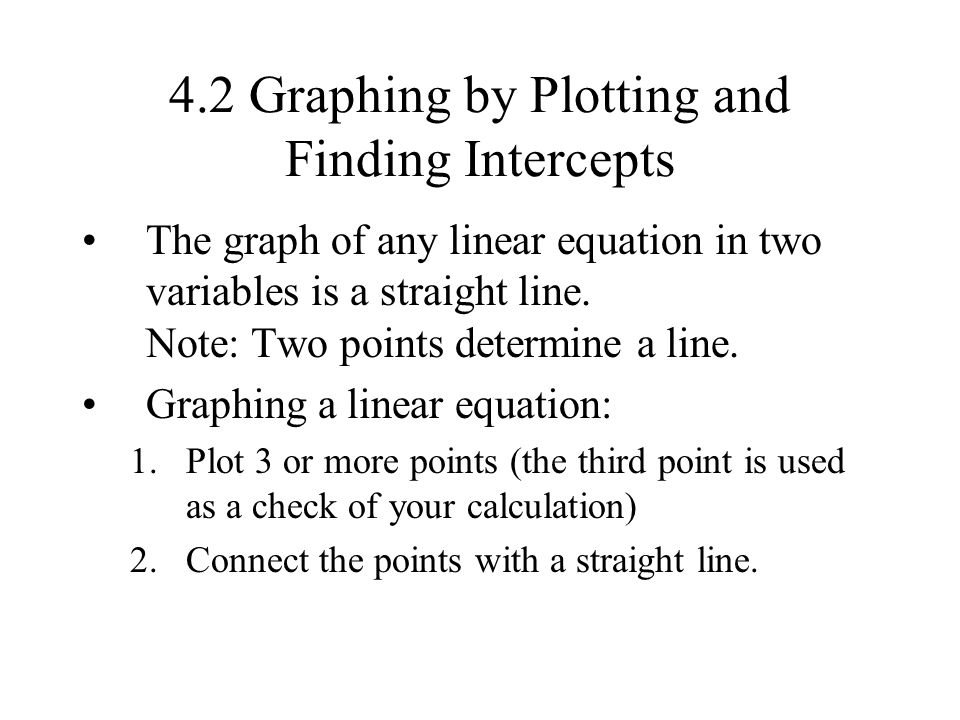 4.2 Graphing by Plotting and Finding Intercepts