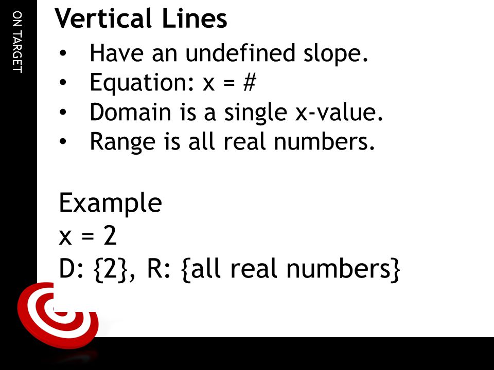 D: {2}, R: {all real numbers}