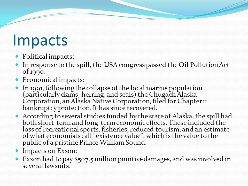 Impacts Political impacts: