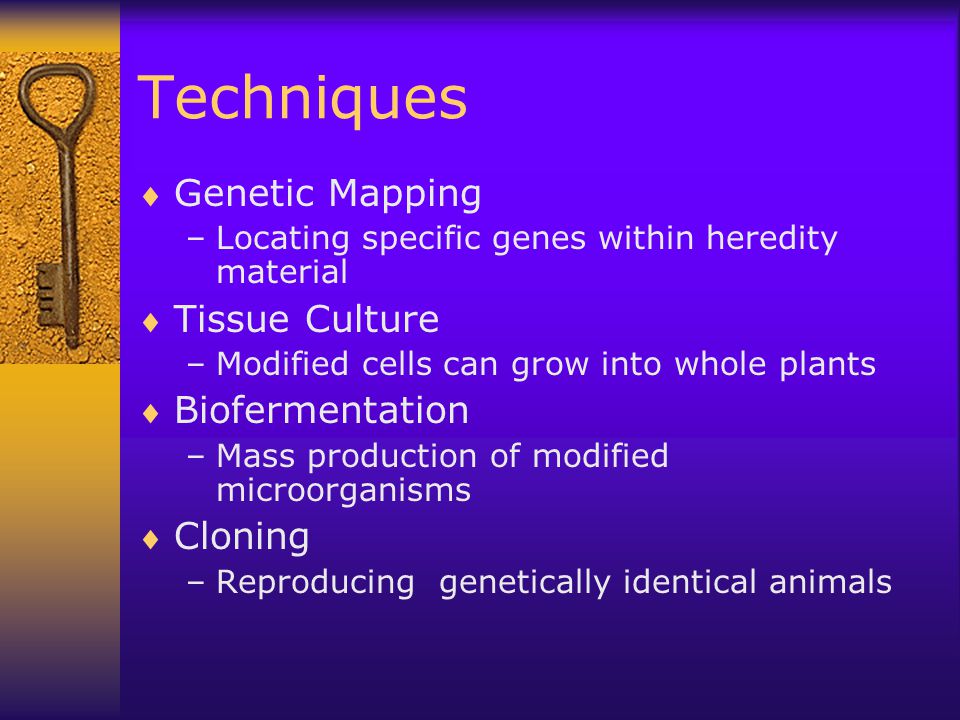 Techniques Genetic Mapping Tissue Culture Biofermentation Cloning