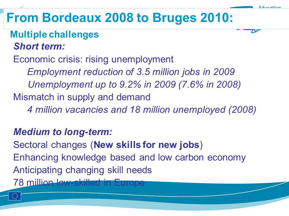 From Bordeaux 2008 to Bruges 2010: Multiple challenges