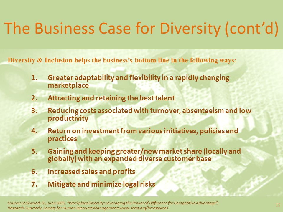 The Business Case for Diversity (cont’d)