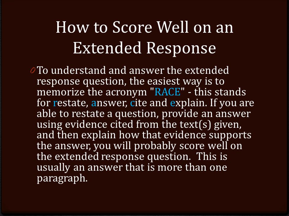 How to Score Well on an Extended Response