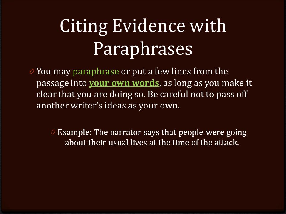 Citing Evidence with Paraphrases