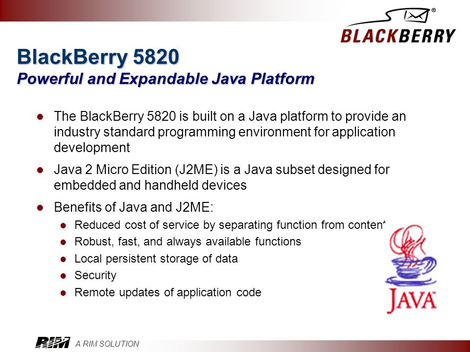 BlackBerry 5820 Powerful and Expandable Java Platform