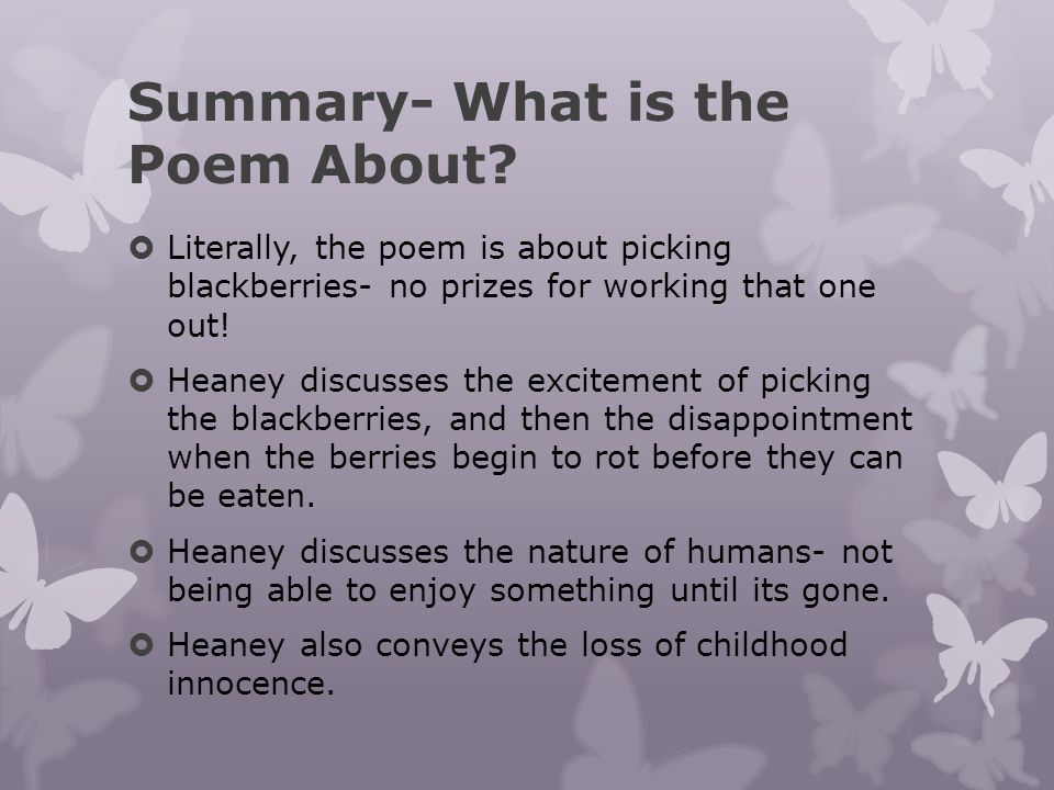 Summary- What is the Poem About