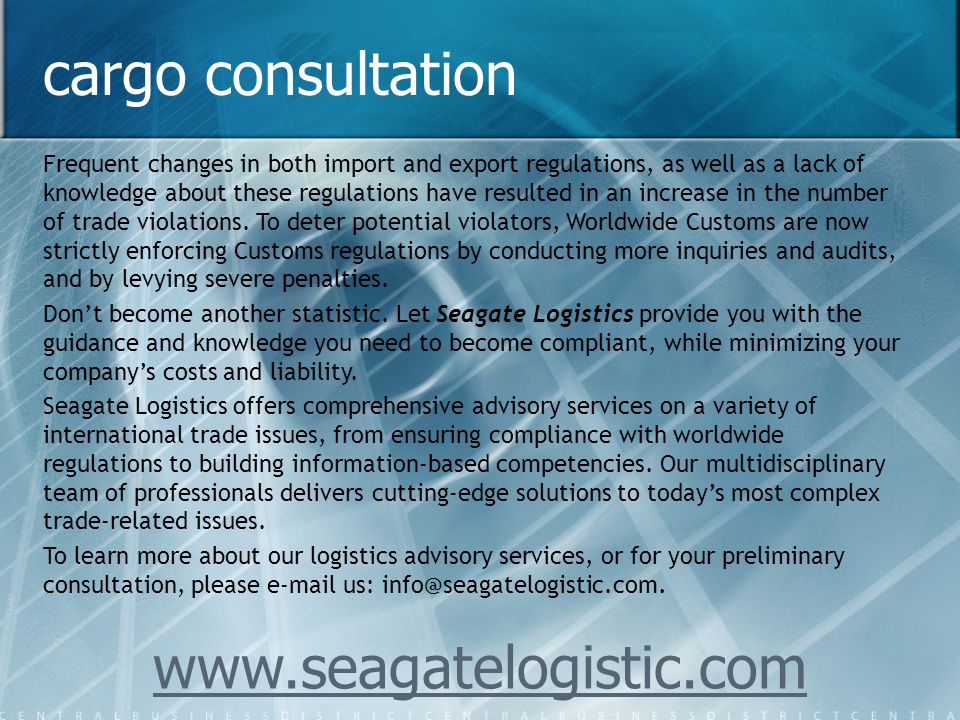 cargo consultation