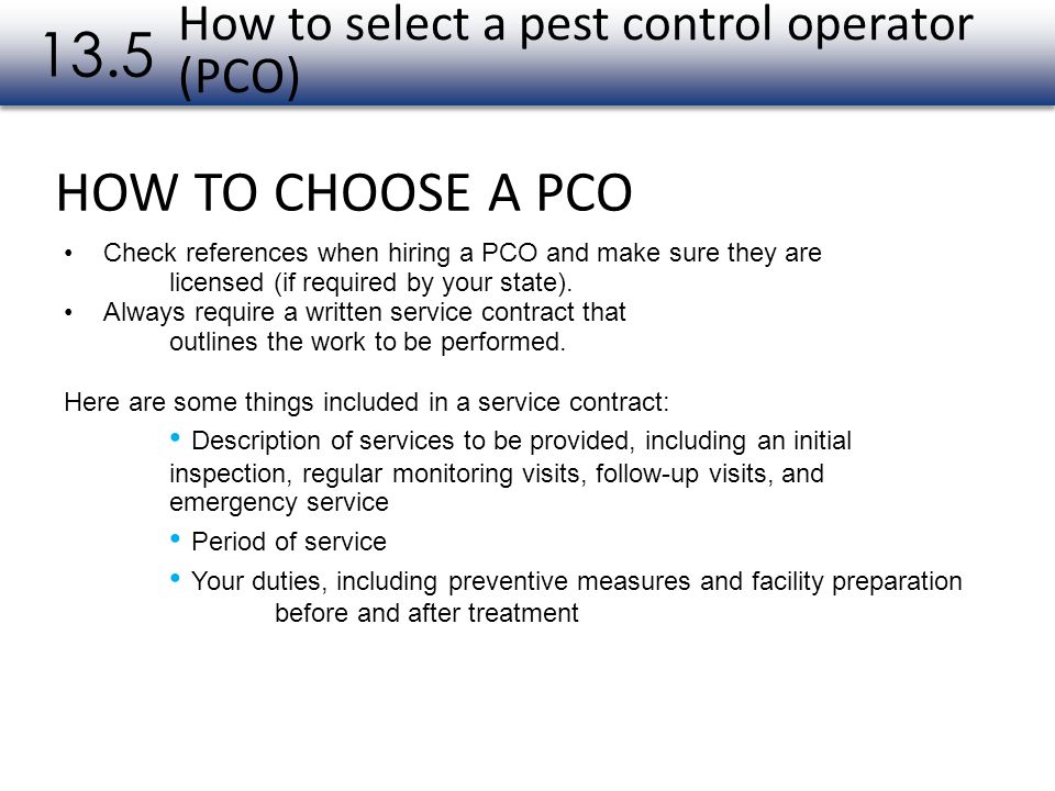 How to select a pest control operator (PCO)