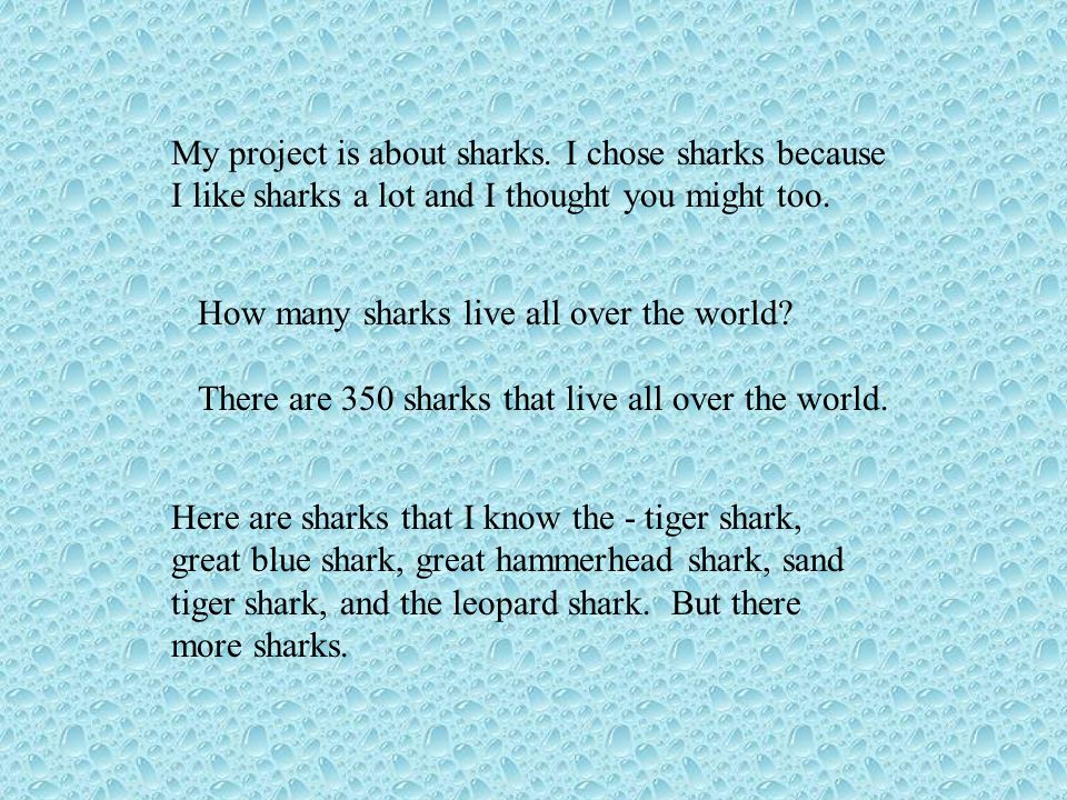 My project is about sharks