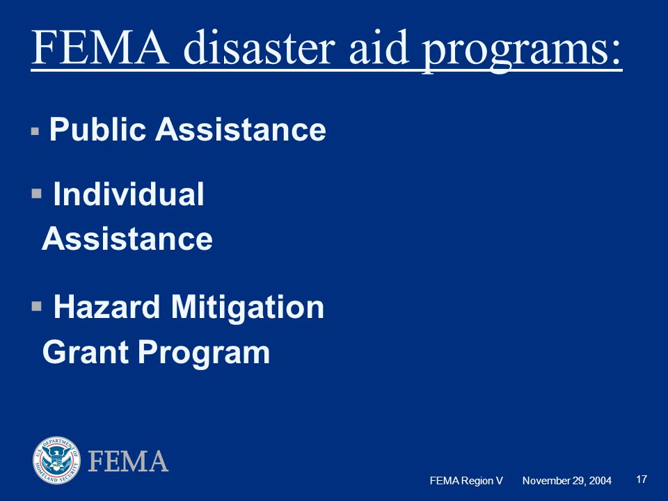 FEMA disaster aid programs: