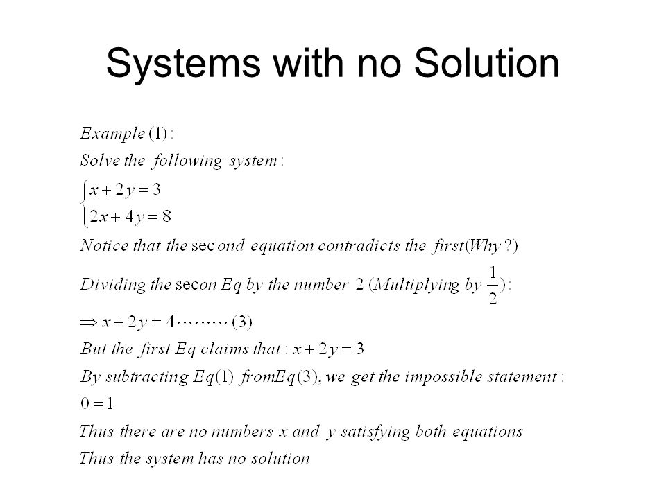 Systems with no Solution
