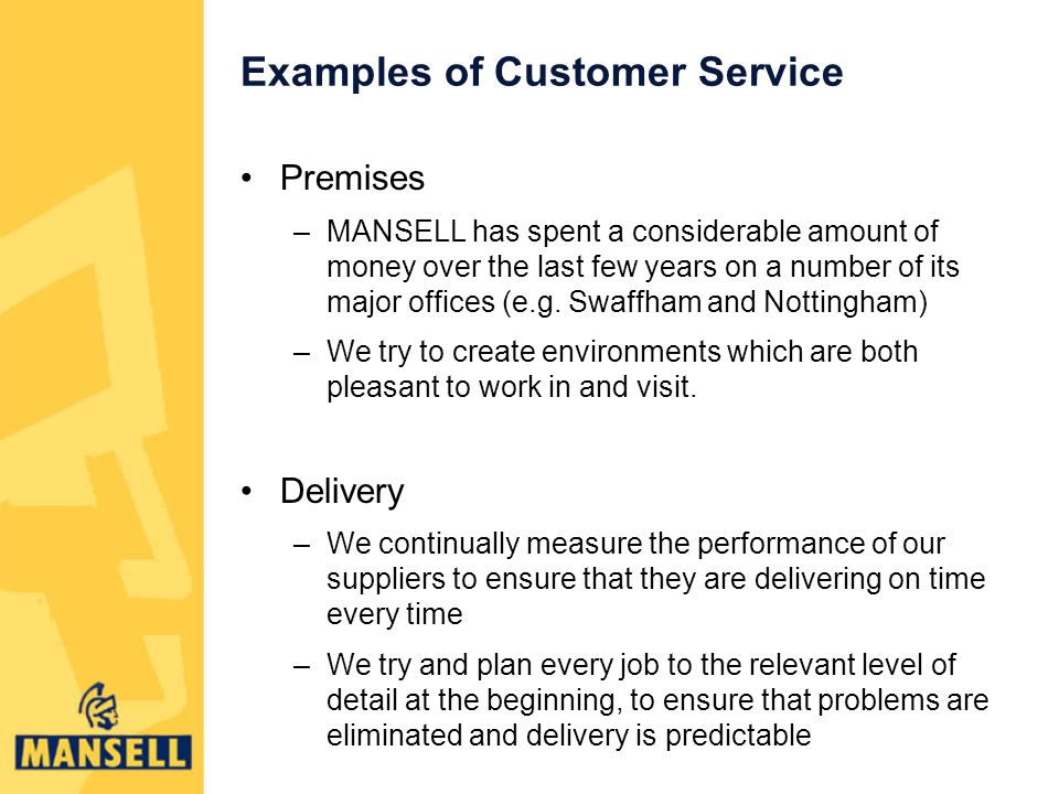 Examples of Customer Service