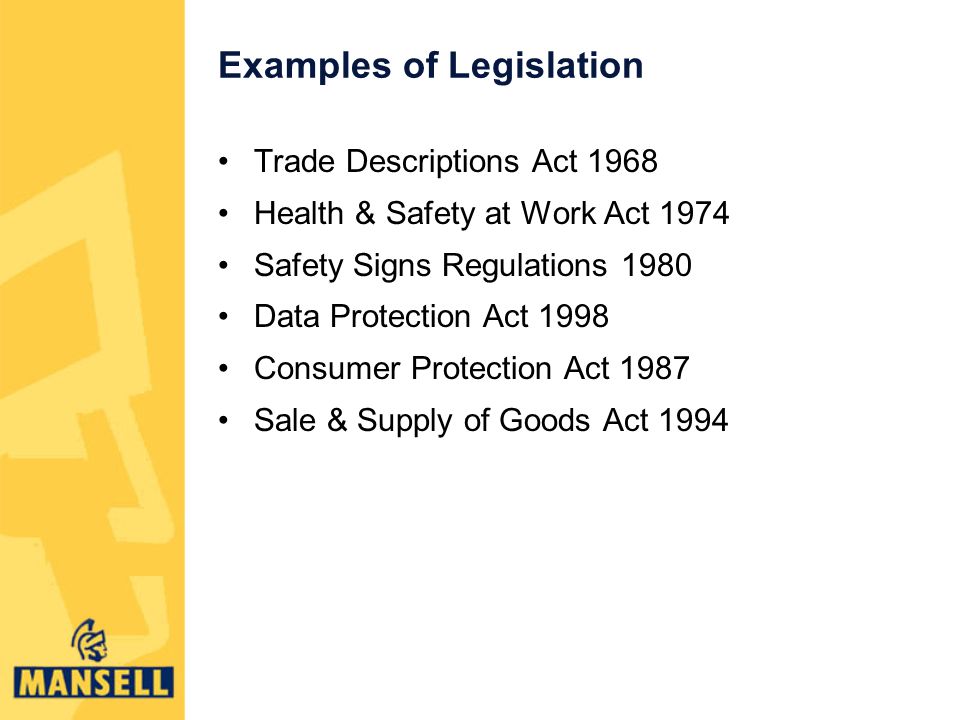Examples of Legislation