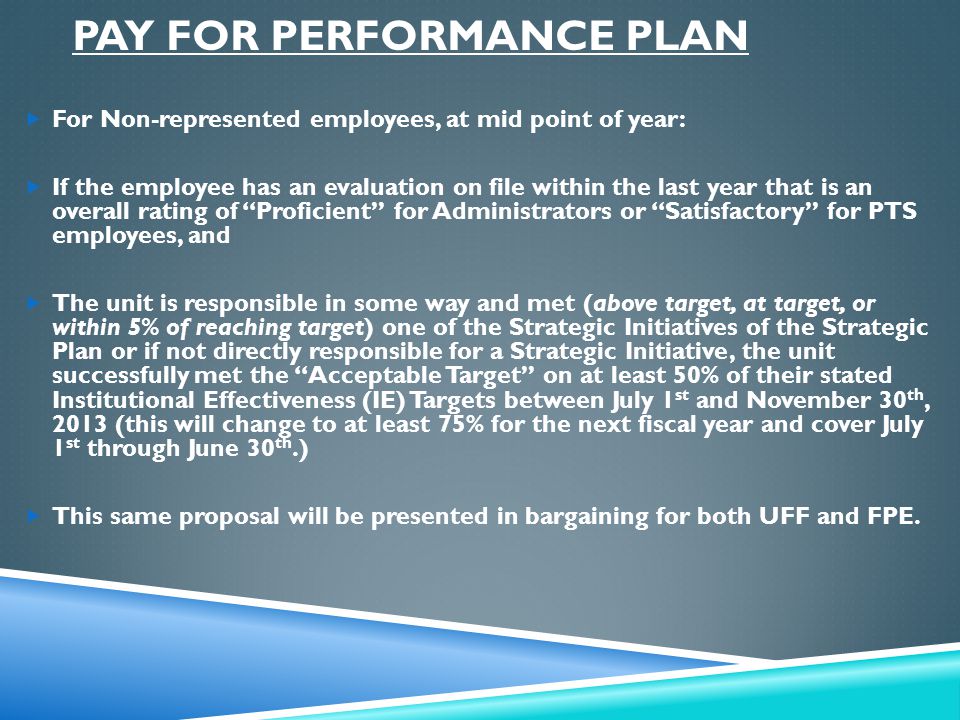 Pay for Performance Plan