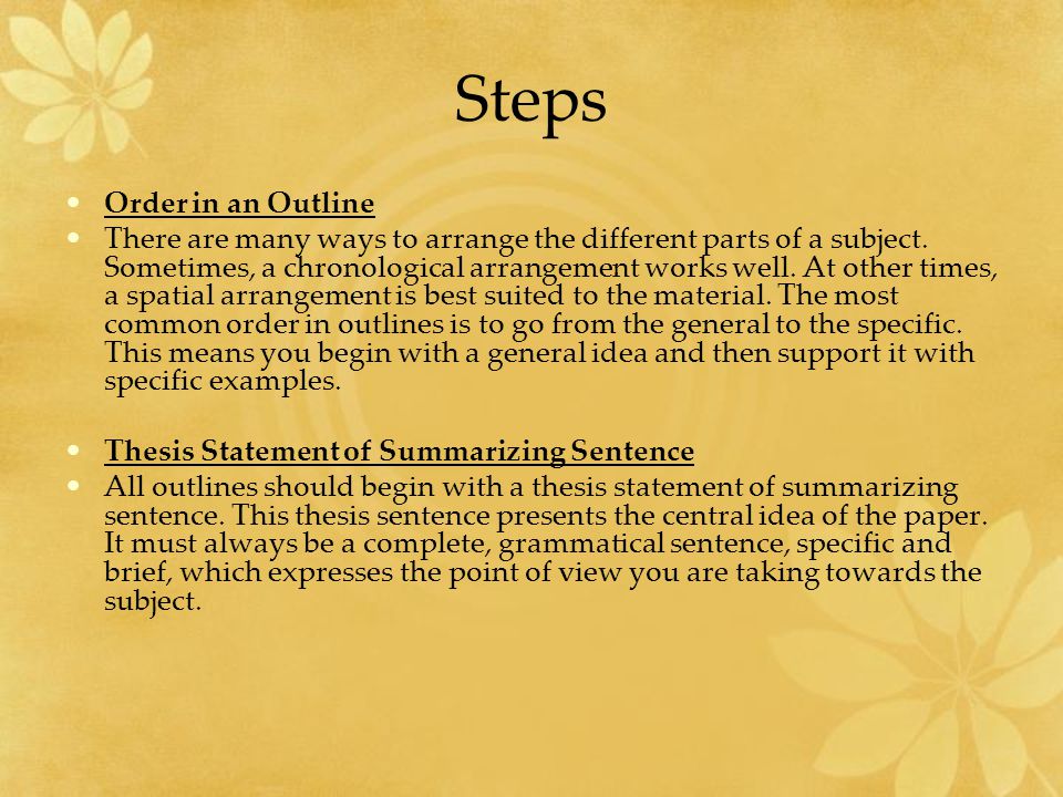 Steps Order in an Outline