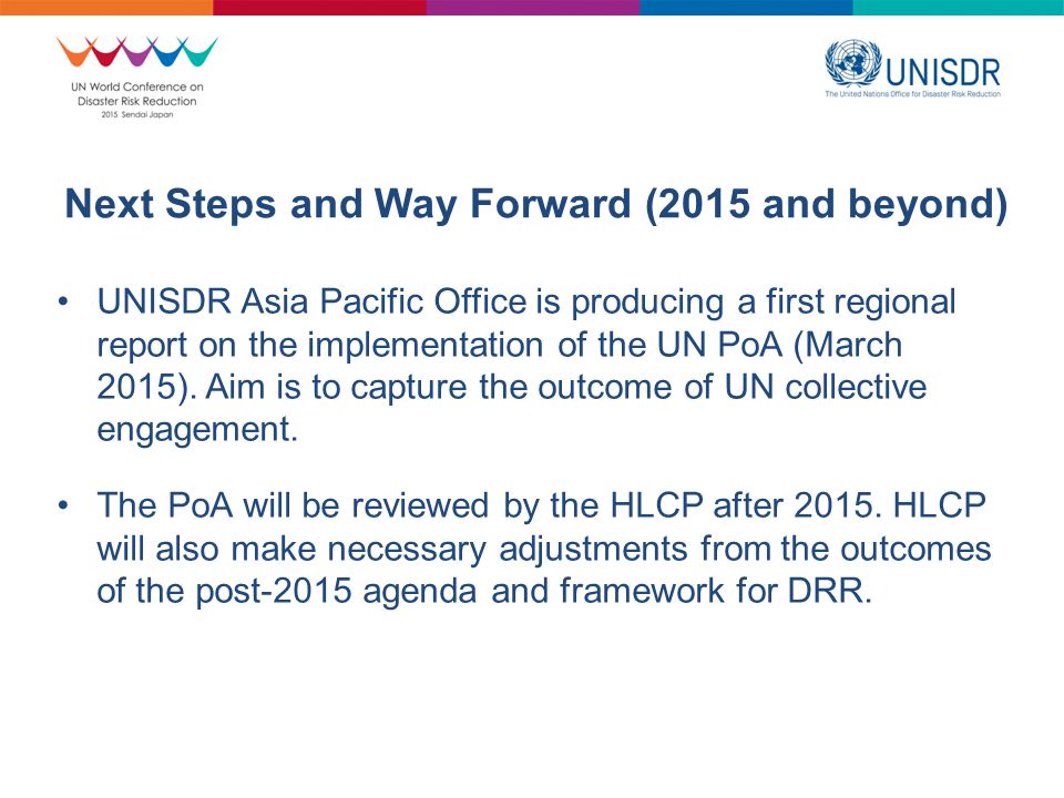 Next Steps and Way Forward (2015 and beyond)