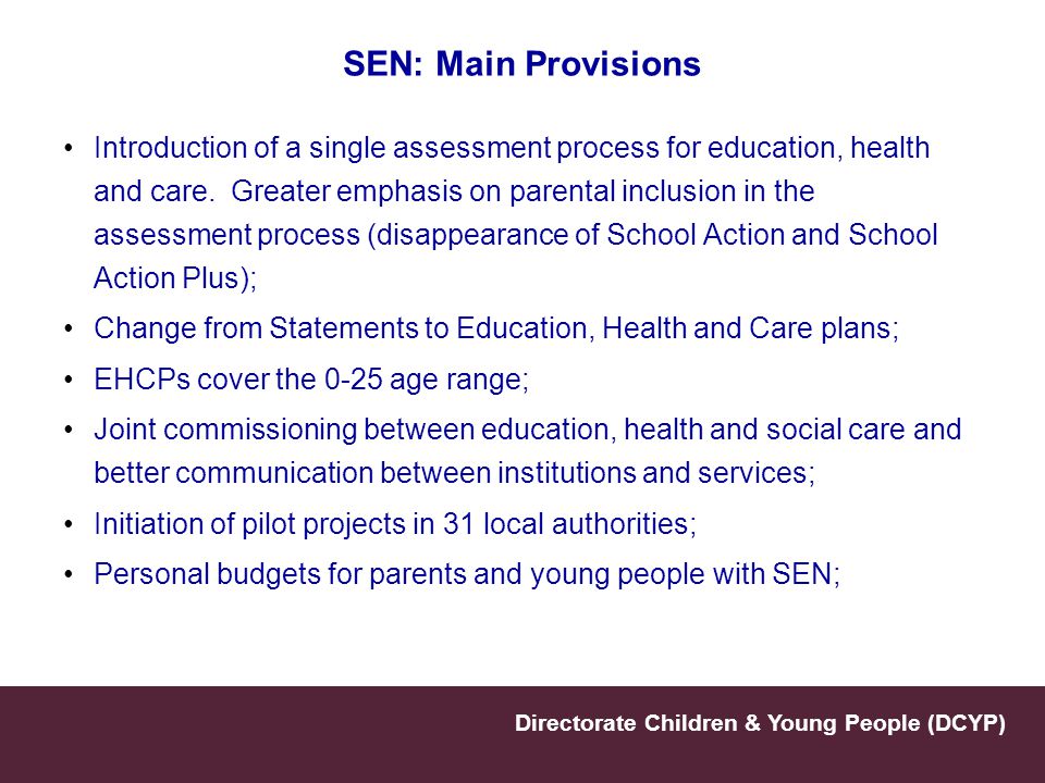SEN: Main Provisions