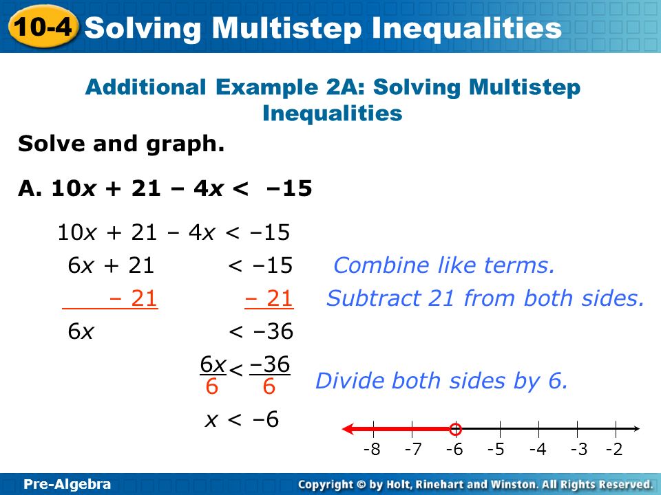 Additional Example 2A: Solving Multistep Inequalities