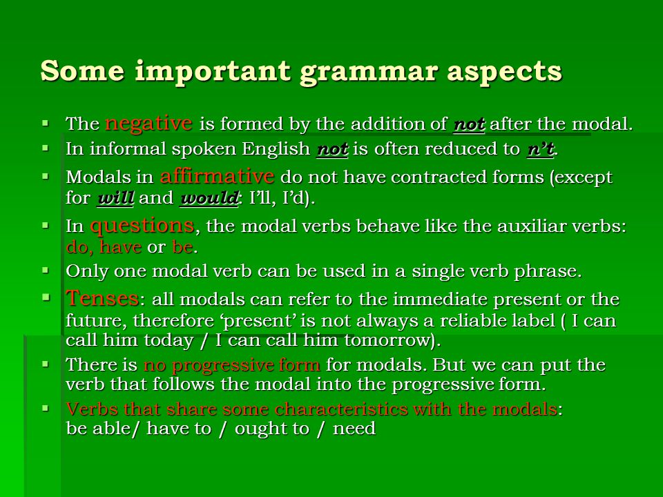 Some important grammar aspects