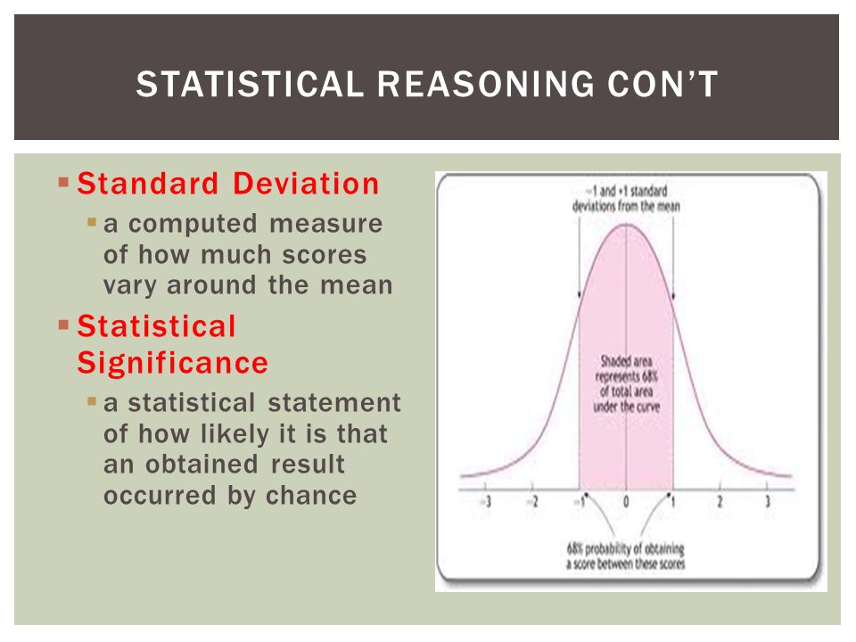 Statistical Reasoning Con’t