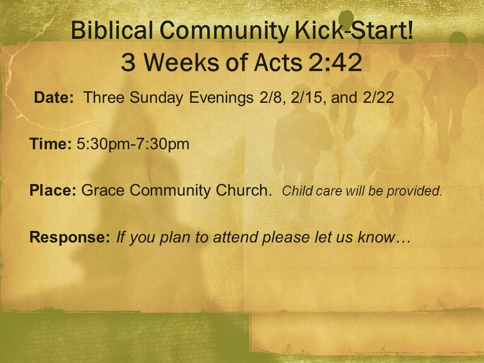Biblical Community Kick-Start! 3 Weeks of Acts 2:42