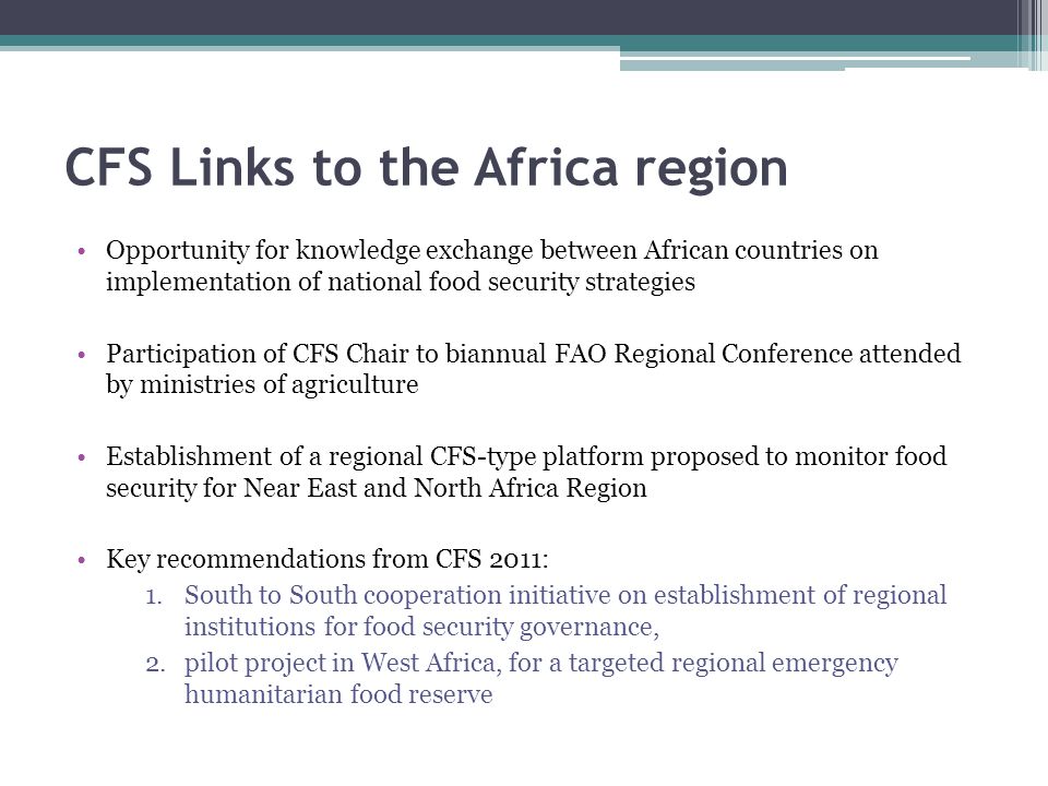 CFS Links to the Africa region